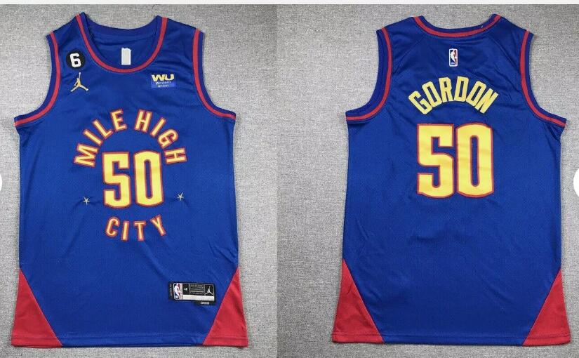 Men Denver Nuggets 50 Aaron Gordon High City Player Jumpman blue NBA 2024 Jersey